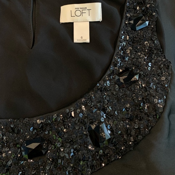 Ann Taylor Loft Black Beaded Blouse (Sz 6 ) - Picture 4 of 9